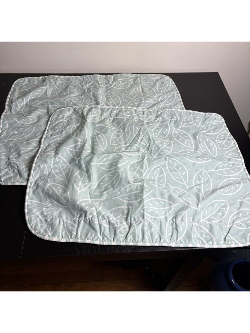 Vintage 90s MARIMEKKO Set of 2 Standard Size Pillow Shams Green Birch Leaf Print